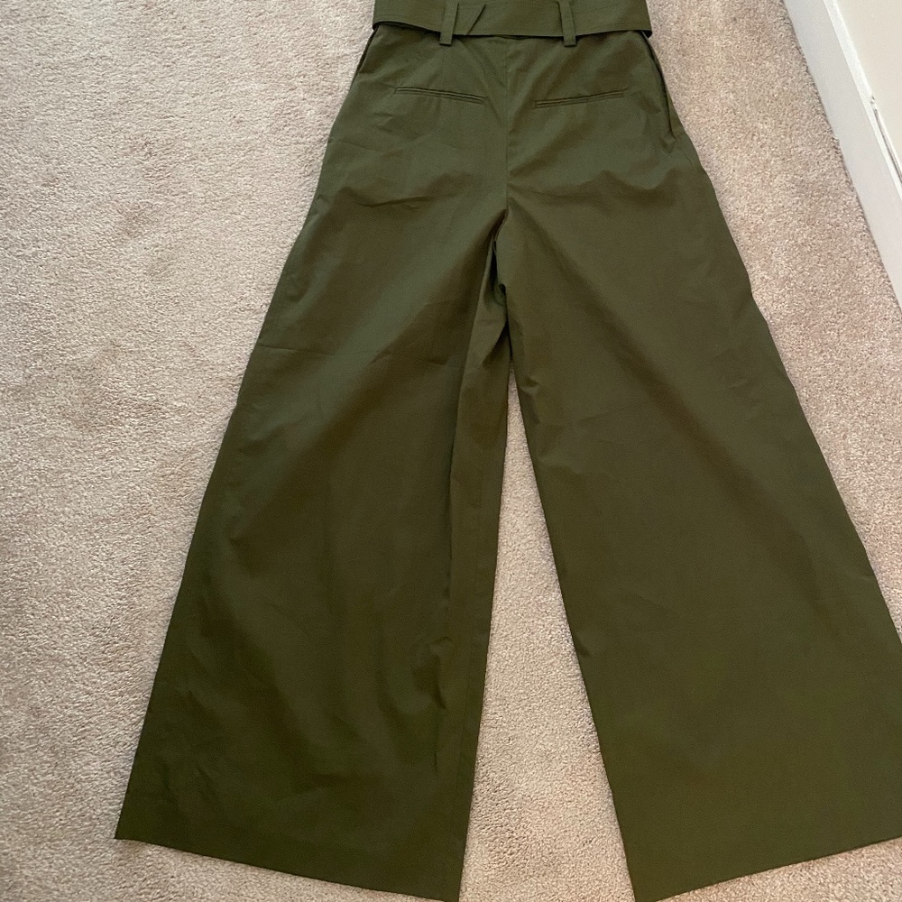 Zara Olive Green Wide Leg Belted Trousers - Picture 2 of 3